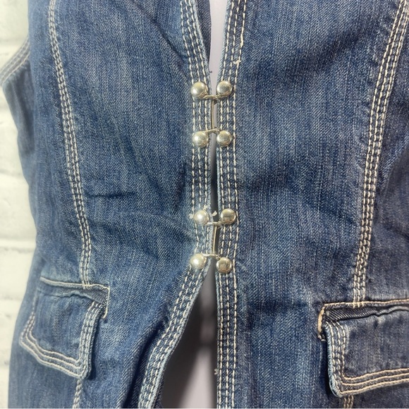 Tommy Hilfiger Medium Washed Denim Collared Vest Small - Picture 3 of 12